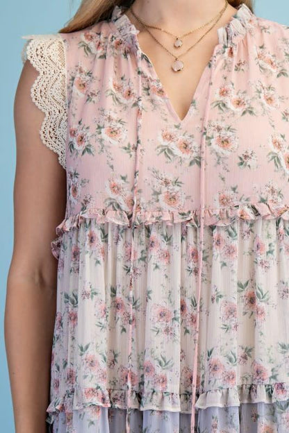 Floral Ruffle Tiered Midi Dress