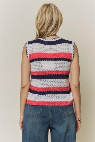 Striped Star Knit Sweater Top