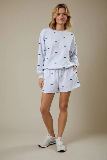 Crew Neck Long Sleeve Fish Sweatshirt