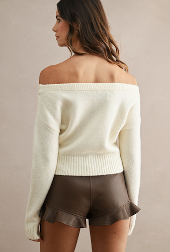 Knit Off Shoulder Sweater Top