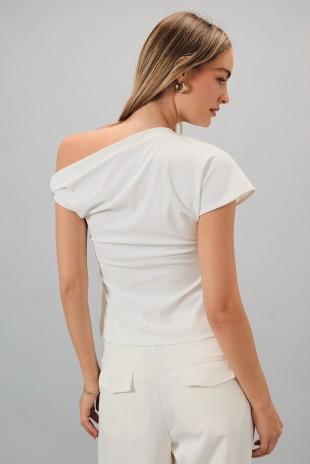 Asymemetric Neck Nylon Top
