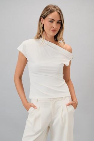 Asymemetric Neck Nylon Top