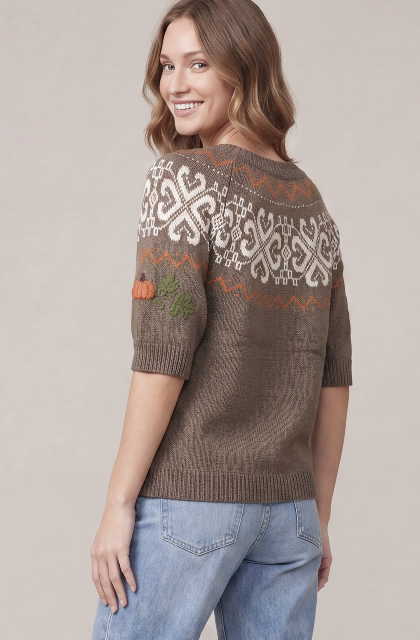 Pumpkin Fair Isle Sweater Top