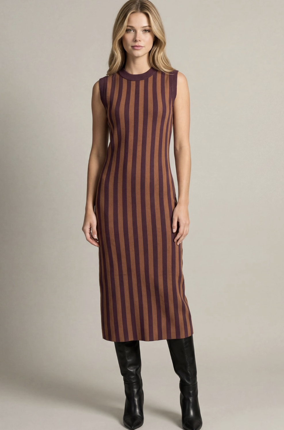 Striped Sweater Midi Dress