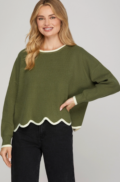 Scallop Hem Sweater
