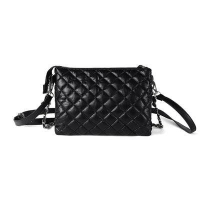 Tapa Nylon Puffer Quilt Crossbody Bag with Chain Strap LCBG1424 Black