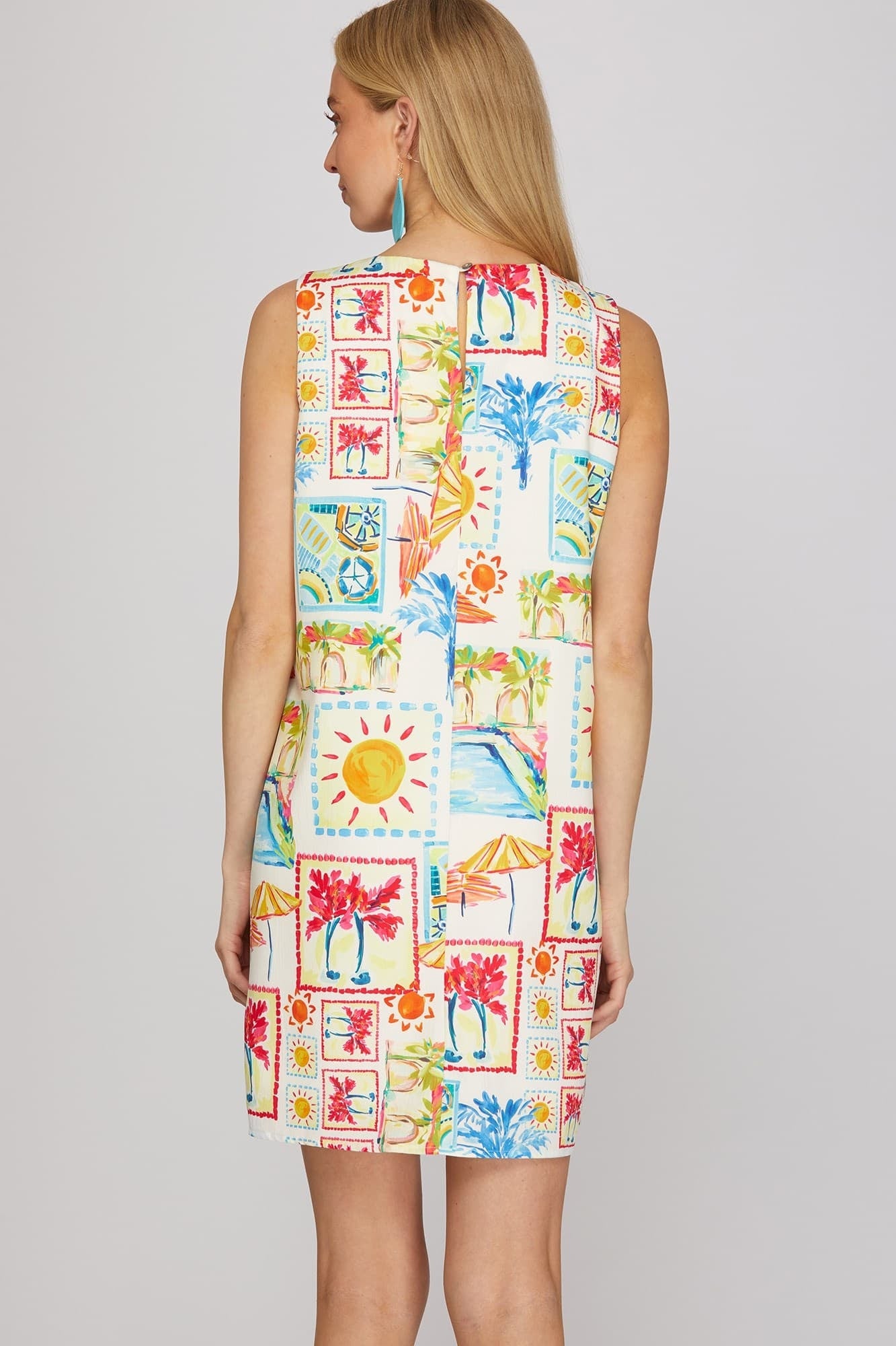 She + Sky Sleeveless Woven Print Mini Dress ST1647
