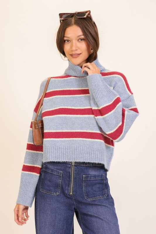 Coastal Stripe Turtleneck Sweater