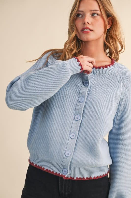 &Merci Sweater Cardigan with Contrast Stitch