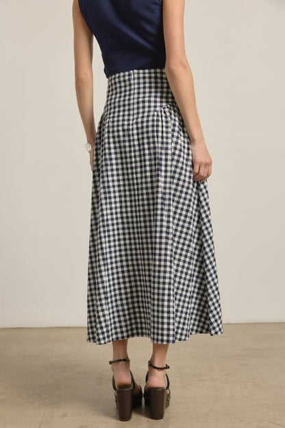 Raisonnel Gingham Check Midi Skirt
