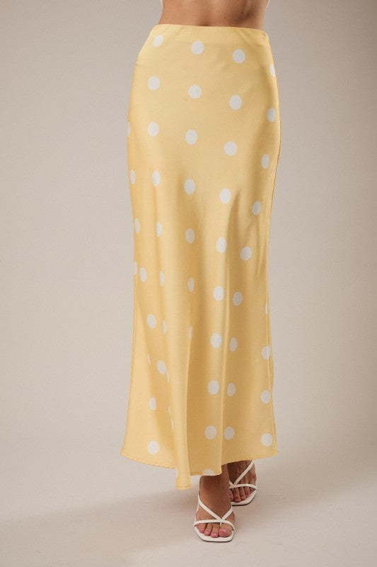 Sunday Edition Satin Polka Dot Midi Skirt