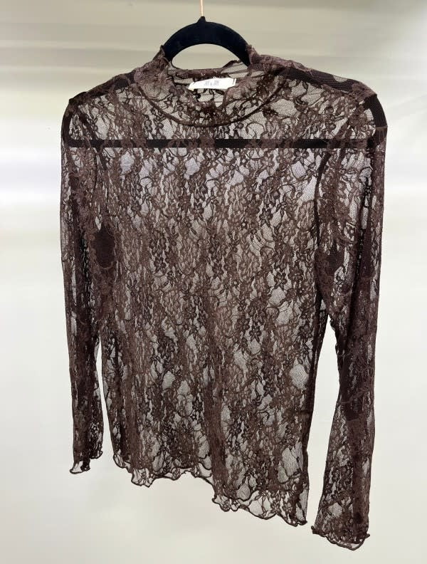 Jade by Jane Floral Print Lace Long Sleeve Top