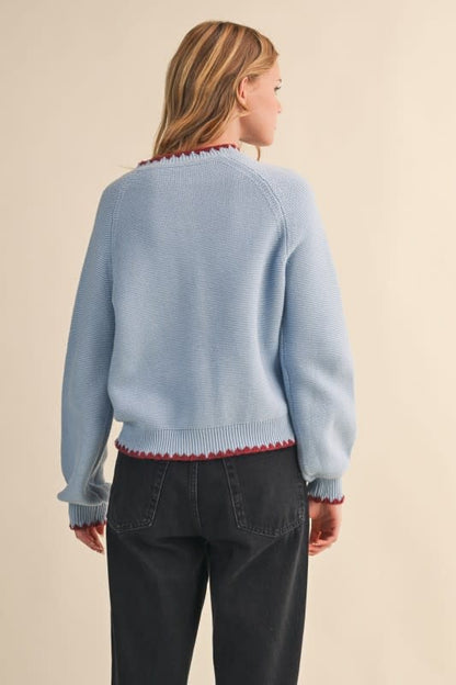 &Merci Sweater Cardigan with Contrast Stitch