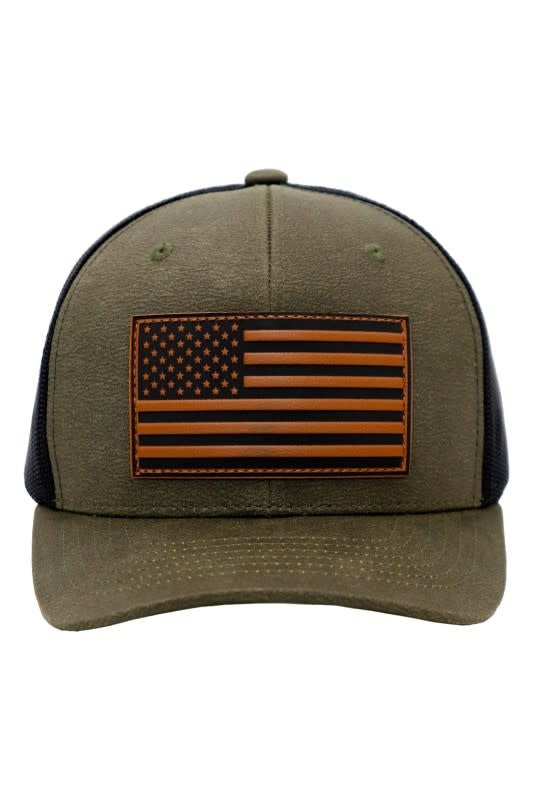 Cap Zone American Flag Patch Trucker Hat