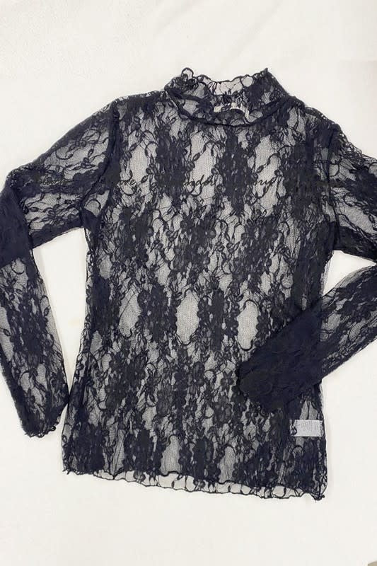 Jade by Jane Floral Print Lace Long Sleeve Top