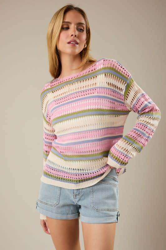 Open Knit Stripe Sweater