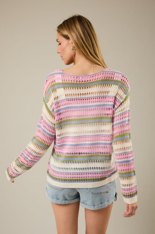 Open Knit Stripe Sweater
