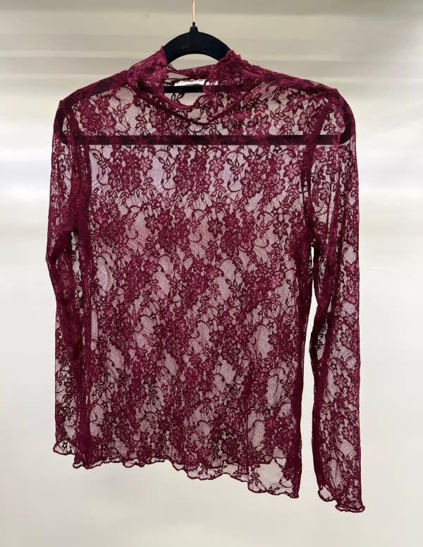 Jade by Jane Floral Print Lace Long Sleeve Top