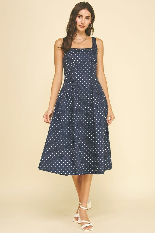 Pinch Polka Dot A-Line Midi Dress