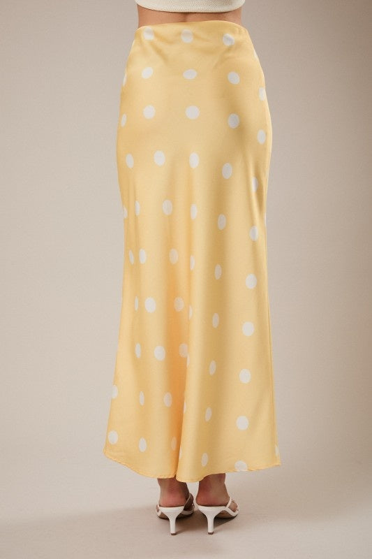 Sunday Edition Satin Polka Dot Midi Skirt