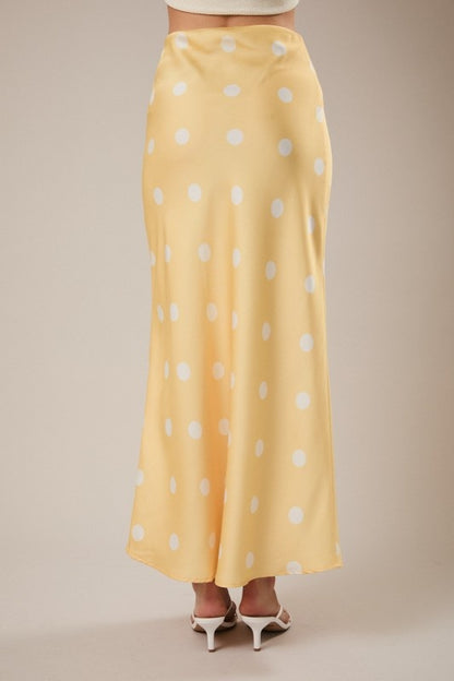 Sunday Edition Satin Polka Dot Midi Skirt