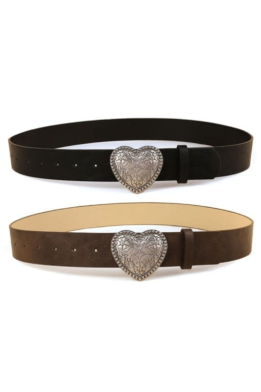 Swan Madchen Western Metal Heart Buckle Belt