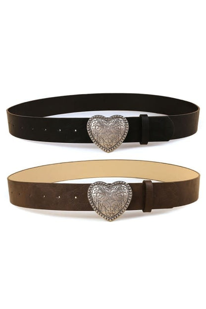Swan Madchen Western Metal Heart Buckle Belt