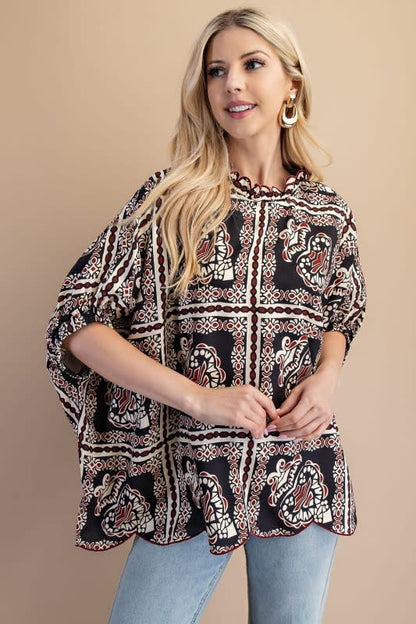 Gigio Printed Dolman Sleeve Blouse