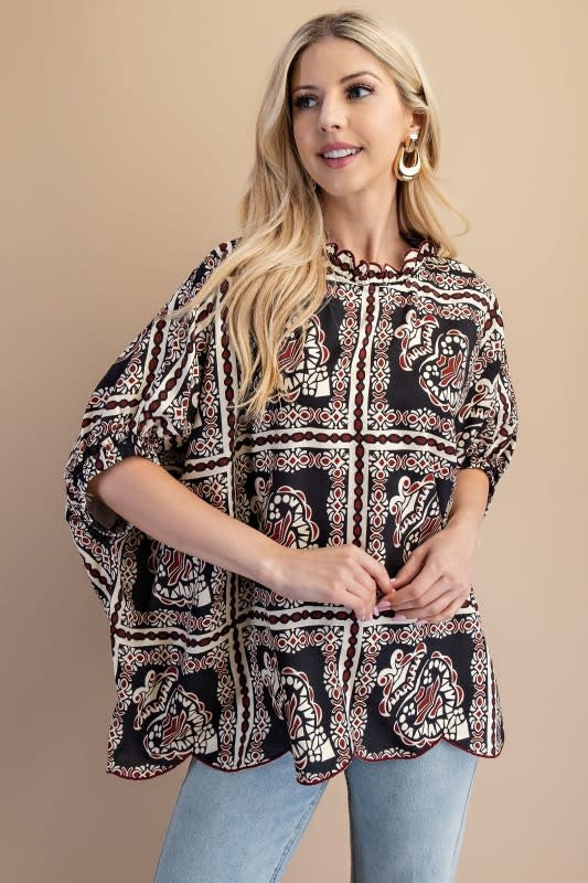 Gigio Printed Dolman Sleeve Blouse