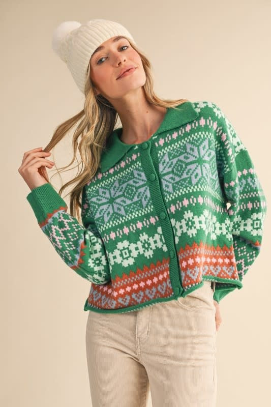 &Merci Fair Isle Sweater Cardigan