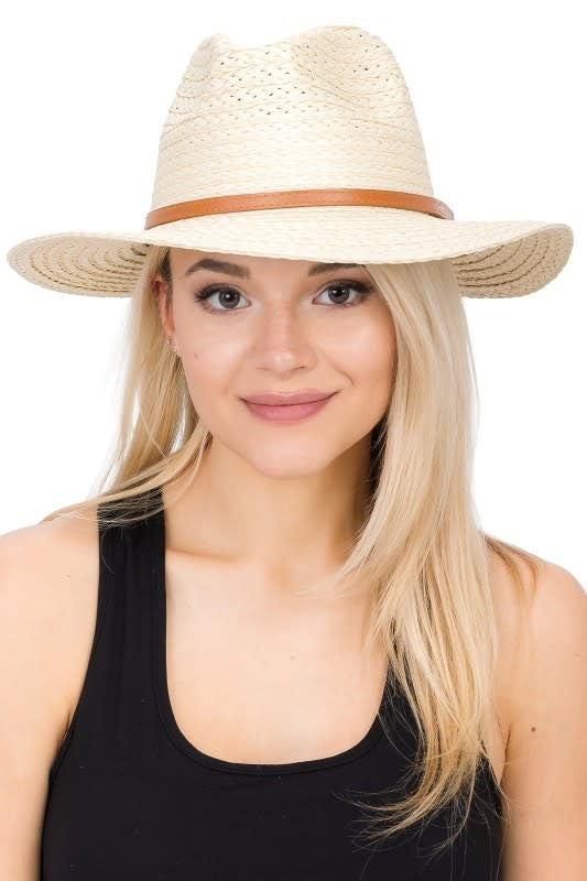 Cap Zone Brown Belt Crushable Floppy Straw Hat