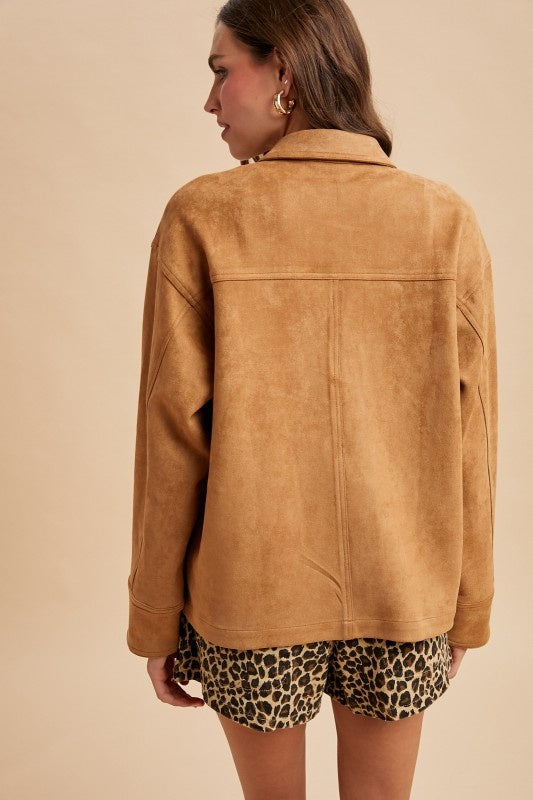 Anniewear Suede Touch Button Up Jacket