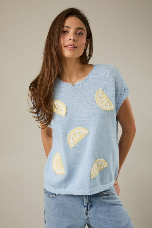 Lemon Patched Knit Top
