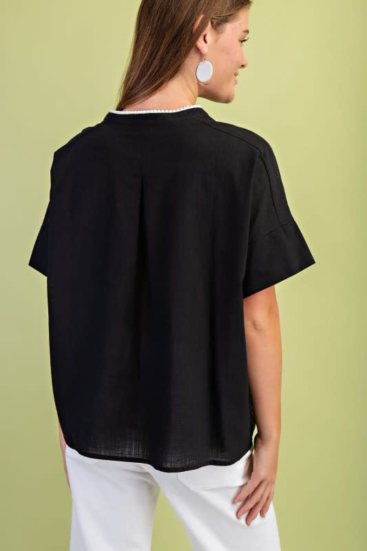 Gigio Floral Embroidered Popover Top