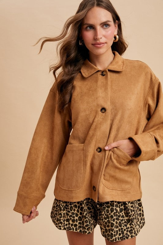 Anniewear Suede Touch Button Up Jacket