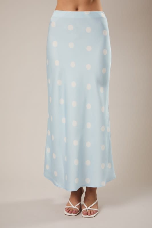 Satin Polka Dot Midi Skirt