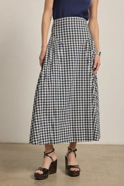 Raisonnel Gingham Check Midi Skirt