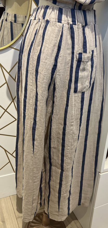 Camille & Co Striped Linen Pants