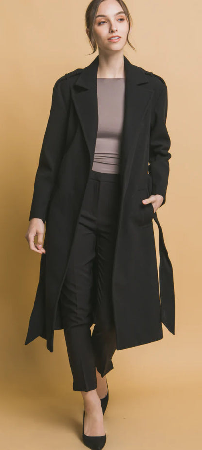 Love Tree Tie Front Trench Coat