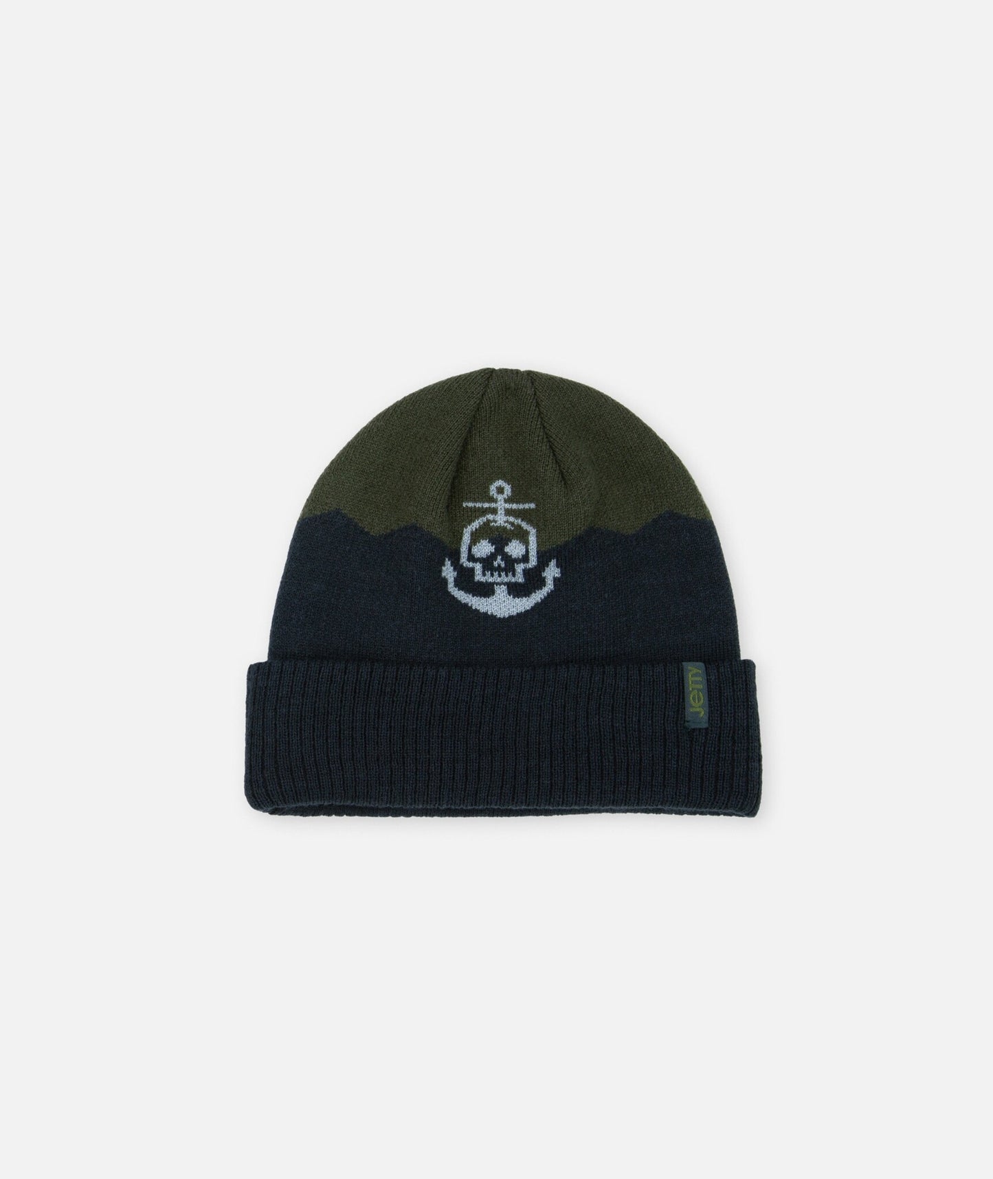 Jetty Sinker Jacquard Beanie in Black Sand with soft jacquard knit and subtle tonal pattern.