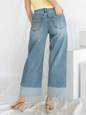 Just Black Two Toned Slim Wide Leg Jean DP884