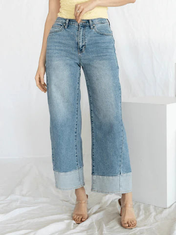 Just Black Two Toned Slim Wide Leg Jean DP884