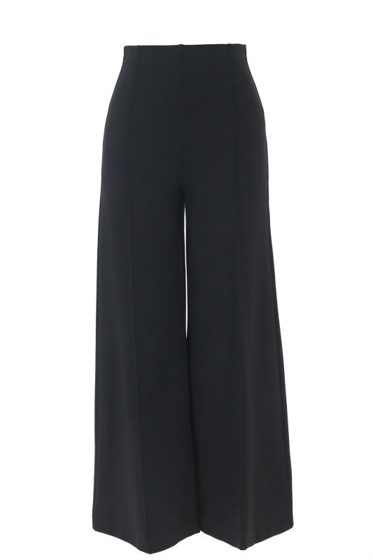 Current Air Jenn High Rise Ponte black wide-leg pants on a white background.