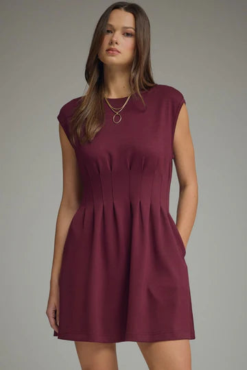 Front Pintuck Detailed Mini Dress