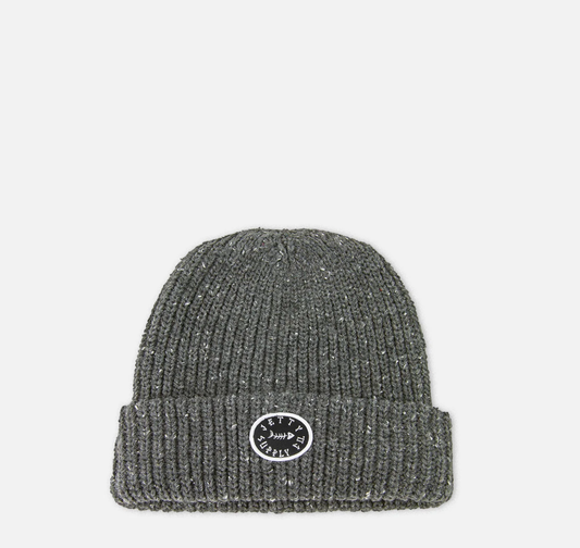 Jetty Refuge Beanie with soft rib‑knit texture and clean Jetty branding.