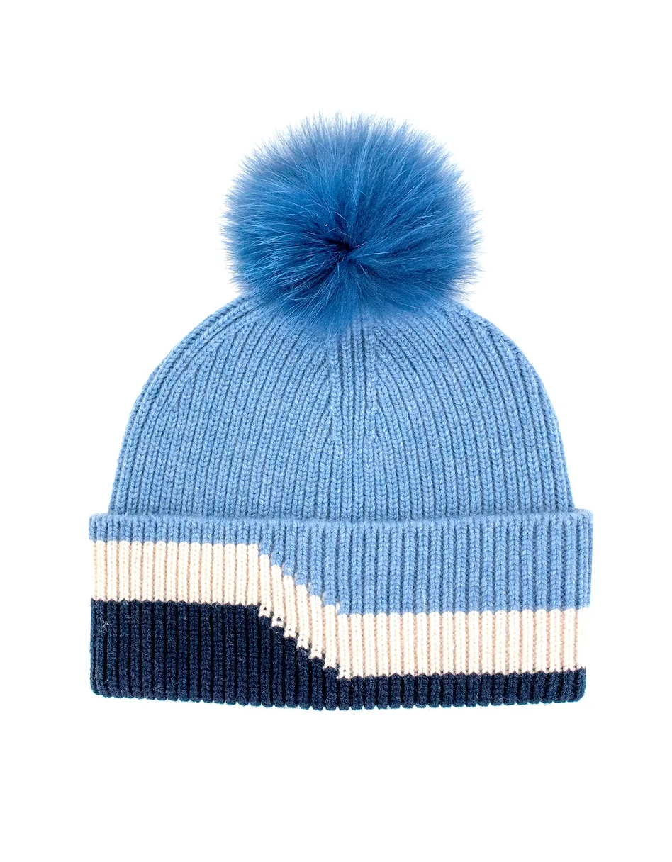 Cashmere Blend 3 Tone Beanie