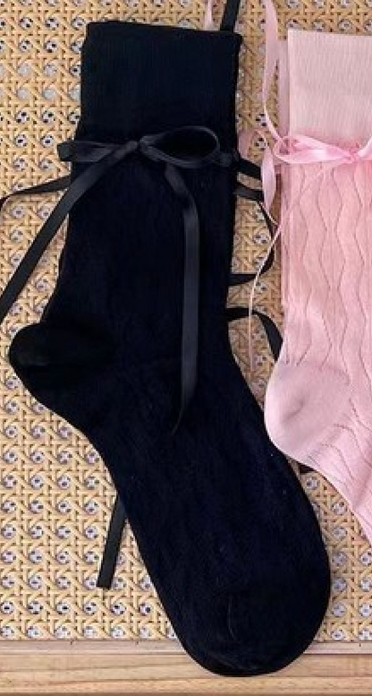 Swan Madchen Bow Ribbon Lace Sock