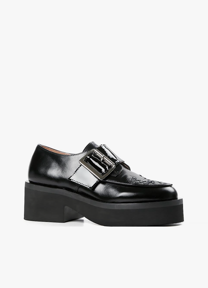 All Black Woven Solid Lugg Shoe