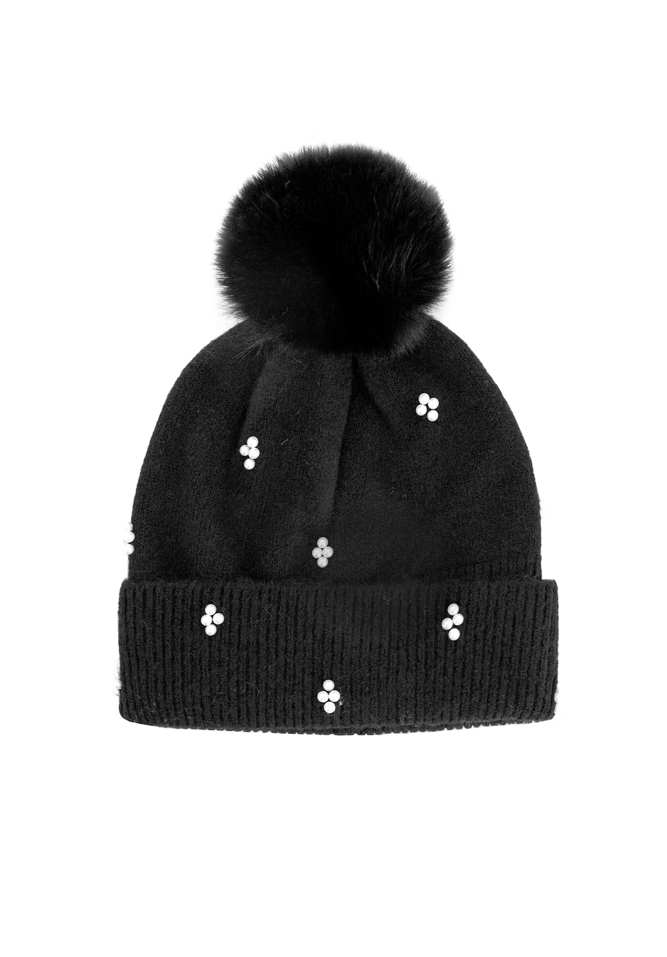 Mitchie's Matchings Hat with Pearls and Faux Fur Pom