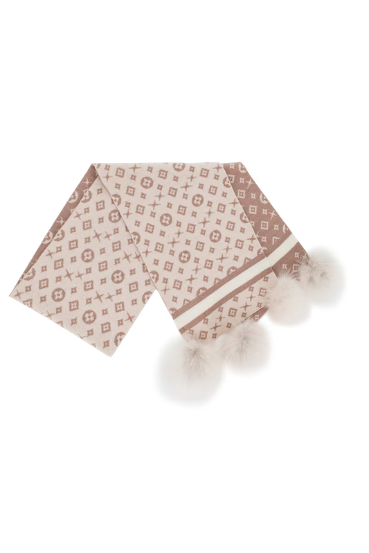 Mitchie's Matchings Scarf with Lurex and Fox Poms